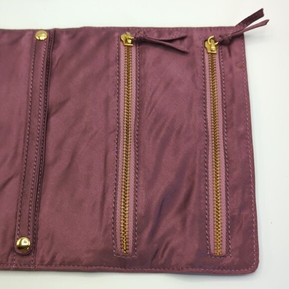 J. Crew Jewelry Tie Roll Travel Case in Dark Mauve Purple Satin - Picture 3 of 5